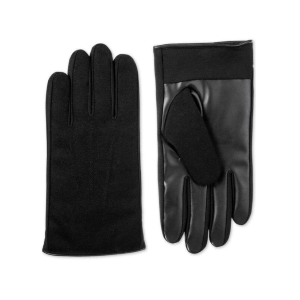 Isotoner Men's Black Leather Gloves
